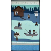 Robert Kaufman Kaufman Brawny Bears Flannel Panel 23.5x43 Lake Boat 100% cotton FLANNEL fabric by the panel