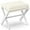 White - White, variant on Foldable Foot Stool Ottoman, Modern Foot Rest with Bamboo X Legs & Thick Foam Cushion, Folding Foot Stools Small Padded for Bedroom Living Room, Makeup Vanity Stool Chair