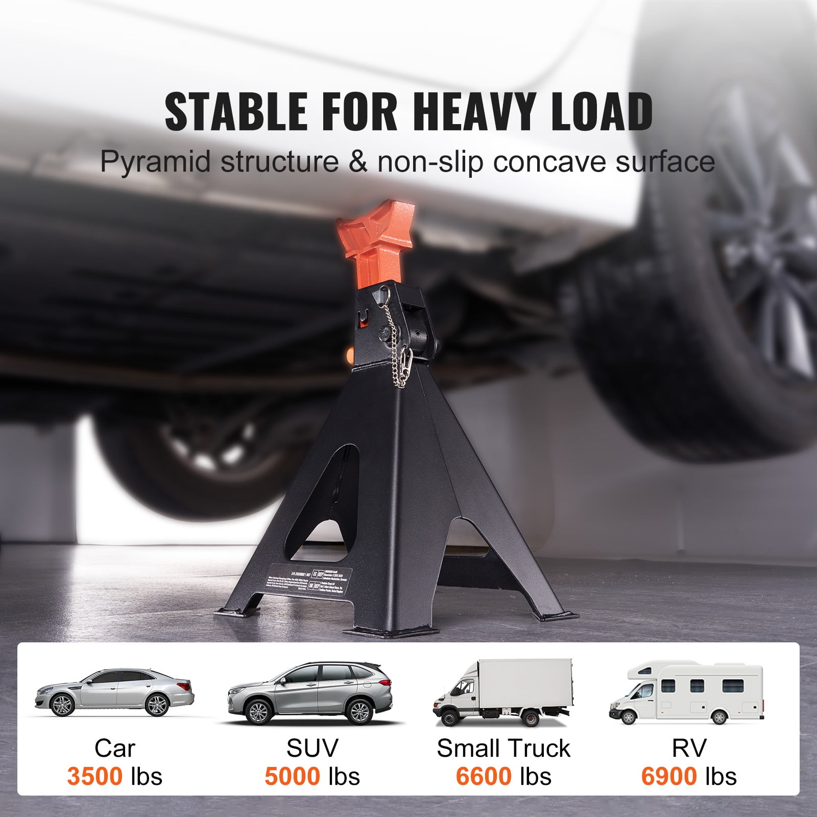 KFFKFF Jack Stand, 6 Ton (13,000 lbs) Load-Bearing Car Support Props with Dual Locking, 14.2 -23 inch Adjustable Elevation, Suitable for Elevating SUV, Pickup Truck, Car and UTV/ATV, Red, Set of 2