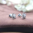 thumbnail image 2 of Sterling Silver 925 Flower CZ Stud Earrings Diamond Floral Sparkle Studs with Push back, 2 of 6