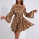 thumbnail image 3 of Gibobby Vestido corto casual para mujer Summer Fit Leopard Shoulder Off Print Casual para mujeres Vestidos sueltos Vestido Mini Vestido de mujer(Caqui,XL), 3 of 5