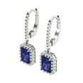 thumbnail image 2 of 5.8072 ct Lever-Back Drop Dangle Earrings for Women | 7.5X5.5mm Emerald Cut Simulated Tanzanite | 18K White Gold, 2 of 5