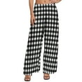 thumbnail image 2 of Black White Plaid Pants Checkerboard Print Trendy Wide Leg Pants Women Oversized Street Fashion Design Straight Trousers, 2 of 6