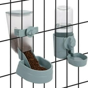 Hanging Auto Food Water Dispenser, Pet Cage Automatic Feeder 1L Food Dispenser and 17oz Waterer, Hanging BottleBowl Set for Rabbit Cat Small Dog Ferret Puppy