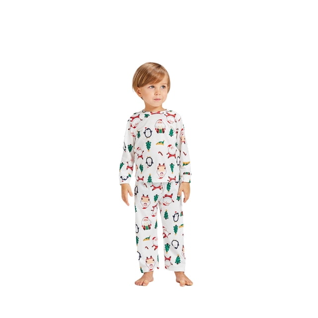 Conjunto de pijamas para niños 2022, Papá Noel, pingüino, árbol de Navidad, ropa de dormir para niños, 2 piezas, tops + pantalones, ropa de bebé, pijamas