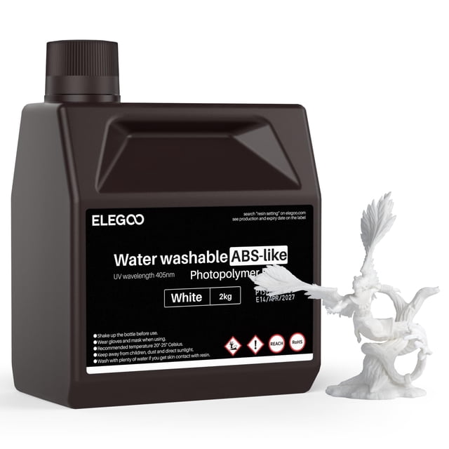 Impresora 3D de resina ELEGOO, lavable con agua, tipo ABS, blanca, 2 kg