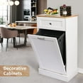 thumbnail image 2 of TOLEAD Tilt Out Trash Cabinet,Antique-Style Beadboard Kitchen Island with Solid Wood Tabletop & Drawer,  Proof Trash Can, Wood Laundry Cabinet (White, Single Dooor), 2 of 14