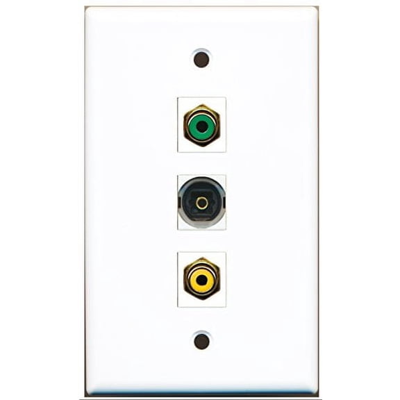 RiteAV - 1 Port RCA Yellow and 1 Port RCA Green and 1 Port Toslink Wall Plate