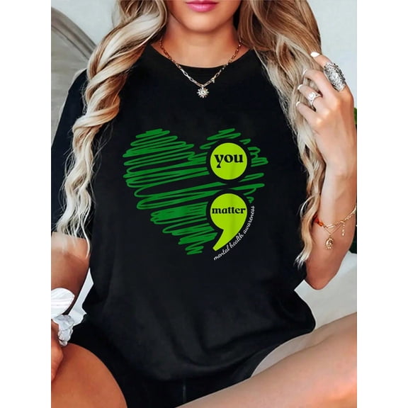 100% Cotton You Matter Mental Health Awareness Inspirational T-Shirt Printed Cotton T-Shirts For Summer, Soft