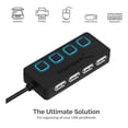 thumbnail image 3 of Hub USB 2.0 Sabrent de 4 puertos con interruptores de alimen SABRENT HB-UMLS 4 puertos USB 2.0 con Switches, 3 of 6
