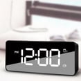 thumbnail image 2 of Reloj despertador digital LED Injueey Snooze con tira de USB espejo Electrónico Negro, 2 of 6