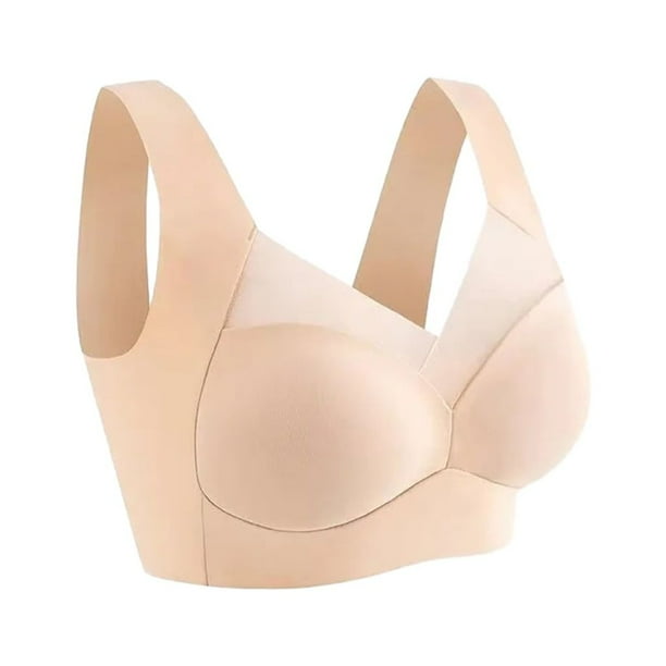 Becaristey Polyester Everyday Bras For Women No Back Fat Wire Free And  Posture Correcting Improve Posture Skin color 6XL 