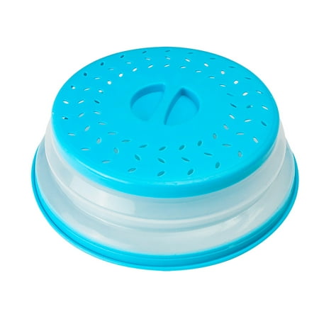 

1pcs Collapsible Microwave Splash Proof Cover Food Fruits Vegetables Washing Lid Plastic Plate Blue