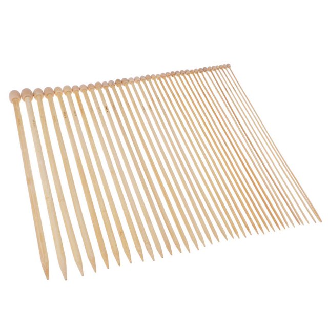 Venta Al Por Mayor, Paquete de 36 Agujas de Tejer de Bambú, Herramienta de Tejer Sola Punta para Manualidades de 36cm Macarena Set de agujas de tejer de bambú