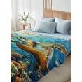 thumbnail image 4 of Ocean Turtle Twim XL Size Flat Sheet, Wrinkleproof & Fadeproof Cooling Flat Bed Sheet Only, Summer Beach Underwater Coral Fish Sea Breathable Soft Bedding Top Sheets 66 x 102 Inches, 4 of 8