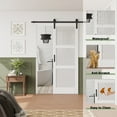 thumbnail image 6 of 48'' x 84'' 3-Piece Frosted Glass Sliding Barn Door – MDF & Solid Wood 3-Lite Interior Closet Door with Installation Hardware Kit, 6 of 8