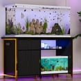 thumbnail image 4 of DreamCurship 55-75 Gallon Fish Tank Stand with Power Outlet and Led Light, RGB Lighting Strip Ideal for Turtle Enclosure, Reptile Terrarium, Black and Gold, 4 of 8