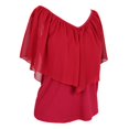 thumbnail image 1 of Camisas holgadas de chifón con hombros descubiertos y manga con y cuello en V de verano para mujer Rojo M Yuyangstore Camiseta de mujer con hombros descubiertos, 1 of 8