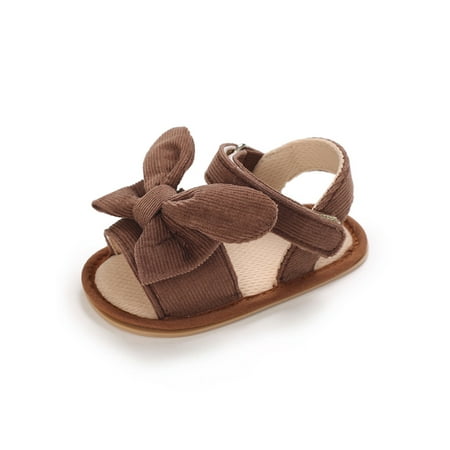 

Tenmix Infant Princess Shoe First Walkers Crib Shoes Bowknot Sandals Open Toe Flat Sandal Baby Girls Lightweight Casual Brown 12-18 months