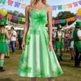 thumbnail image 6 of vigerkar Women's St. Patrick's Day Sleeveless Dress Ireland Shamrock Print Vintage Dress Swing Clover Leaf Dress (Light Yellow, XL), 6 of 6