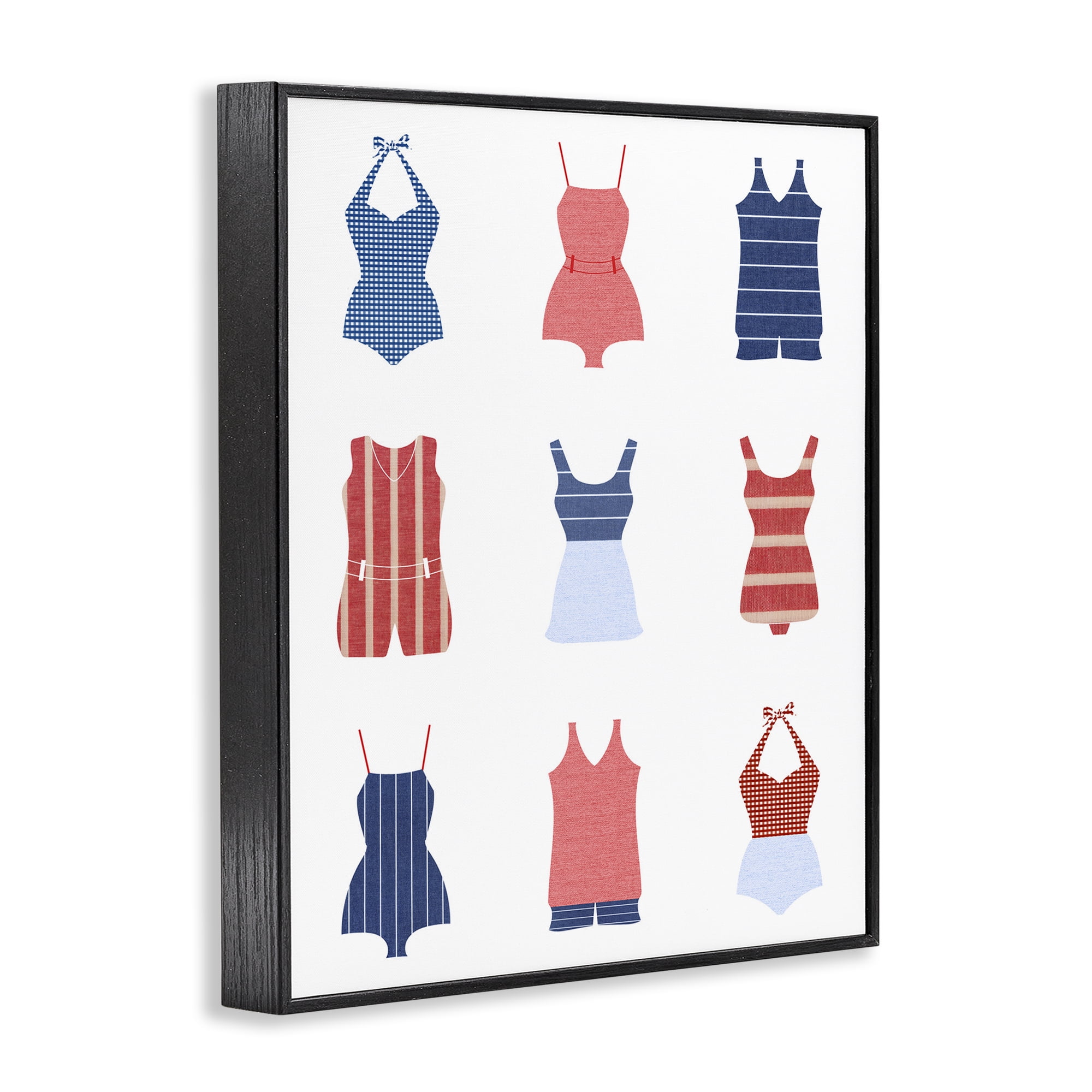 Stupell Industries Various Beach Swimsuits Beauty & Fashion Painting Black Framed Art Print Wall Art, 24 x 30