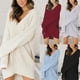 thumbnail image 1 of Suéter europeo y americano para mujer, suelto, con escote en V, largo medio, suéter de punto, ropa para mujer, 1 of 5