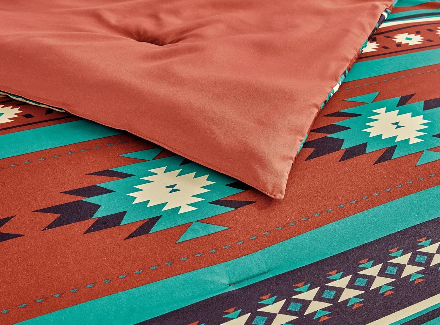Chezmoi Collection Prescott 3-Piece Southwestern Multi-Color Red Comforter Set, King