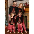 thumbnail image 2 of TSEXIEFOOFU Family Matching 2Pcs Pajamas Sets Black Long Sleeve Christmas Tree Print Tops + Letter Print Pants, 2 of 3