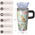 thumbnail image 3 of Butterfly 20oz Stainless Steel Tumbler with Handle and Straw – Insulated Travel Cup with Sliding Lid, 360° Full Wrap Printed Mug for Home, Outdoor & Sports Use, Spring, 3 of 6