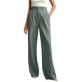 thumbnail image 2 of Women's High Waisted Straight Leg Dress Pants, Business Casual Work Slacks for Women, Solid Color Relaxed Fit Trouser Pants for Spring Summer Work Travel Navy L, 2 of 4
