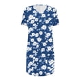 thumbnail image 4 of Womens Tops Plus Size Short Sleeved V-Neck Floral Print Double Pocket Pullover T-shirt #Blue XL, 4 of 6