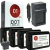 4x DOT-01 Brand 2200 mAh Replacement Sony NP-FW50 Batteries and Charger for Sony SLT-A55V Digital SLR Camera and Sony FW50