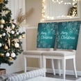 thumbnail image 3 of Merry Christmas Chair Covers Set of 4 Green Gradient Xmas Winter Dream Snowflake Chair Back Covers Stretch Removable Washable Slipcovers Protector for Dining Room Kitchen Party Decor, 3 of 5