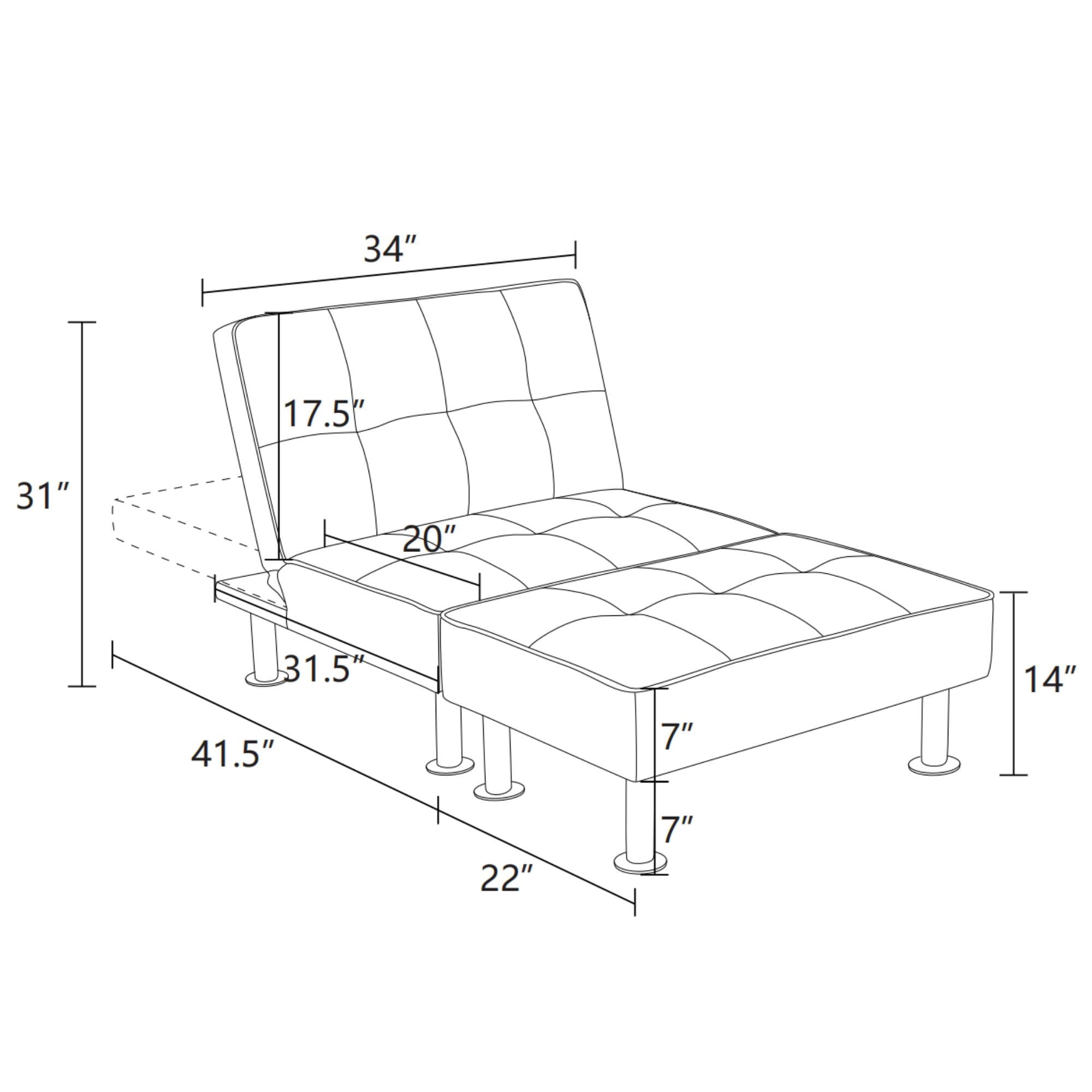 Multi-Function Single Sofa Bed Breathable Linen Futon Couch Bed with Adjustable Backrest Modern Convertible Chair for Living Room Apartment, Black