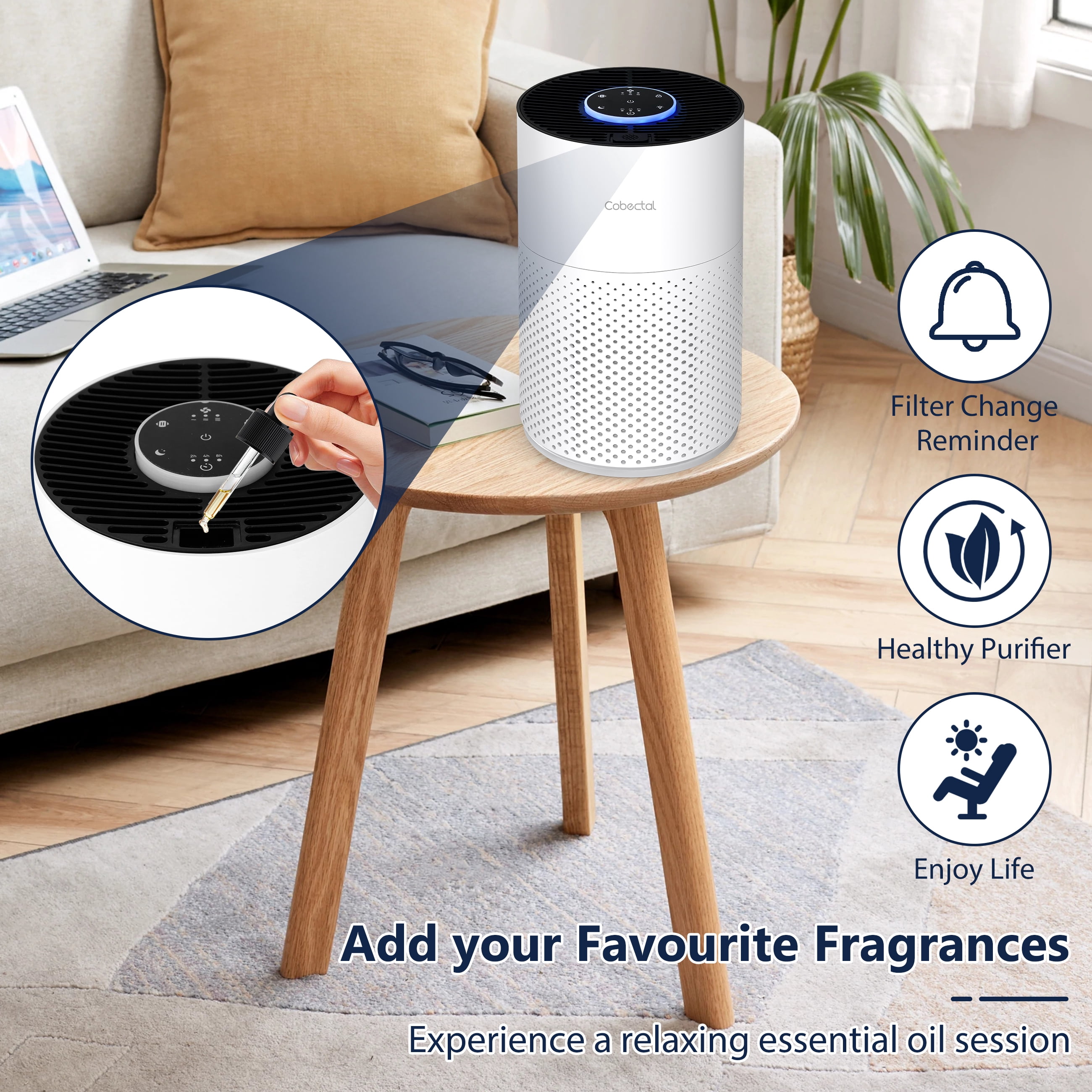 Cobectal H14 HEPA Air Purifiers for Allergies and Asthma, ZQA-4000C Cleaner Remove 99.97% Pet Hair