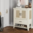 thumbnail image 2 of Accent Cabinet, Buffet Cabinet with Storage, Rattan Sideboard Entryway Cabinet with Doors and Drawer, Kitchen Storage Cabinet Furniture for Living Room, Dining Room, Hallway, Off-White, 2 of 7