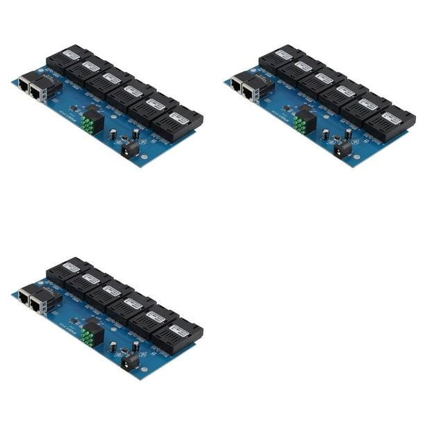 3X Convertidor de Medios de Fibra Óptica de Placa PCBA de 100M, 2 RJ45 A 6 Conectores Ópticos SC, Puertos 3A+3B, Conmutador Ethernet de 20KM