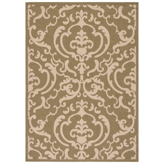Safavieh Courtyard Dara Damask Indoor/Outdoor Area Rug, Olive/Natural, 5'3" x 7'7"