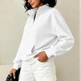 thumbnail image 4 of Vynhevius Women Mock Neck Sweatshirt Half Zip Long Sleeve Loose Casual Pullover Top With Pocket, 4 of 8