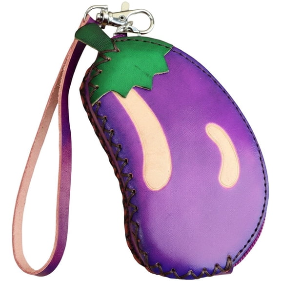 Yvsxxv Eggplant Shape Genuine Leather Coin Purse