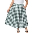 thumbnail image 2 of DARING DIVA Women's Plus Plaid Maxi High Waisted A Line Skirt 1X Green, 2 of 6