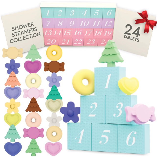 Ducha Vaporizadores Aromaterapia Calendario de Adviento 2024 Calendario de Navidad para Adultos Cuenta Regresiva 24 Piezas Bomba de Ducha Caja de Regalo de Spa Relleno de Calcetín para Mujeres Kit de