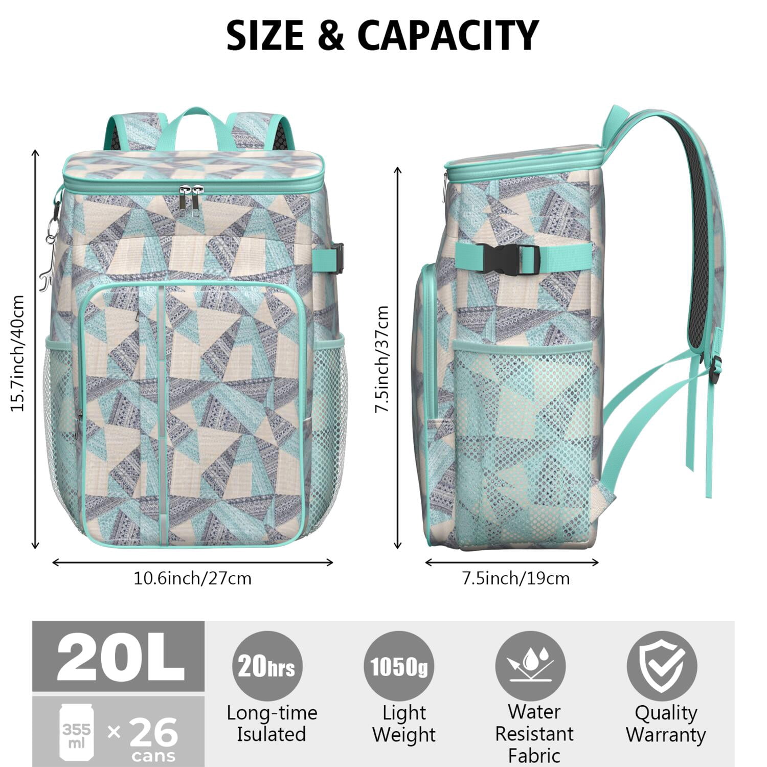 Travel Cooler Bag - Boho Bohemia Flower Camping Beer Cooler Backpack with Bottle Opener- Waterproof Insulated Picnic Backpacks - Cooler Bag for Beach