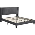 thumbnail image 2 of Yaheetech Fabric Upholstered Platform Bed with Channel Tufted Headboard, Queen, Dark Gray, 2 of 7