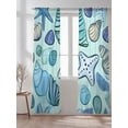 thumbnail image 2 of Ocean Creature Sheer Curtains 2 Panels Set Conch Blue Shell Sea Starfish Cartoon Lihgt Filtering Rod Pocket Voile Drape, Semi Sheer Window Curtains for Bedroom Living Room, 52"x96", 2 of 5