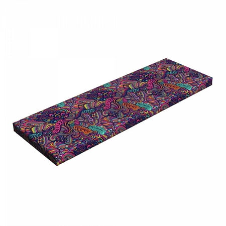 

Psychedelic Bench Pad Exotic Composition in Lively Colors Swirling Leaves and Petals Funky Seaweed HR Foam Cushion with Decorative Fabric Cover 45 x 15 x 2 Multicolor by Ambesonne
