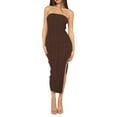 thumbnail image 1 of VISgogo Vestido sin hombros para mujer, sin mangas, sin tirantes, de color sólido, con abertura alta, plisado, ajustado, ropa informal de una pieza VISgogo moda, 1 of 6