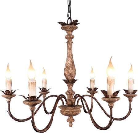 Bella Depot  6-Light Distressed Wood Mid-Century Chandelier For Kitchen Island Lighting French Country Style - Disressed Wood