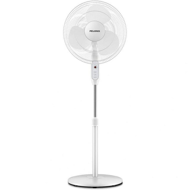 PELONIS Ventilador de pie oscilante con control remoto de pedestal de 16 pulgadas, temporizador de 7 horas, 3 velocidades