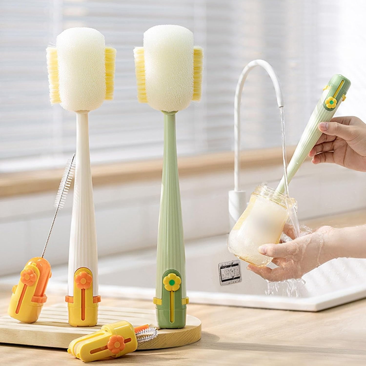 5-In-1 Bottle Cleaning Brush Set With Long Handle for Water Bottles and Cups